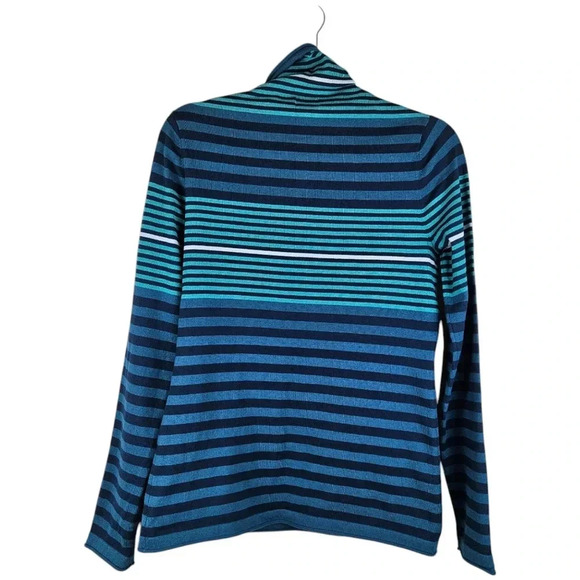 Duluth Trading women's S'no Sweat Mock Sweater blue striped pullover S - Picture 2 of 6